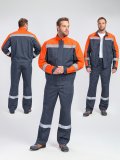 Костюм Бриготек-1 СОП (тк.Смесовая,260) брюки, т.серый/оранжевый